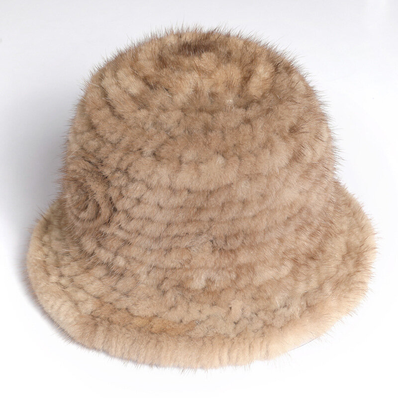 Chapeau en fourrure de vison décontracté pour femme, haut de forme chaud, femme, coréen, hiver, nouveau