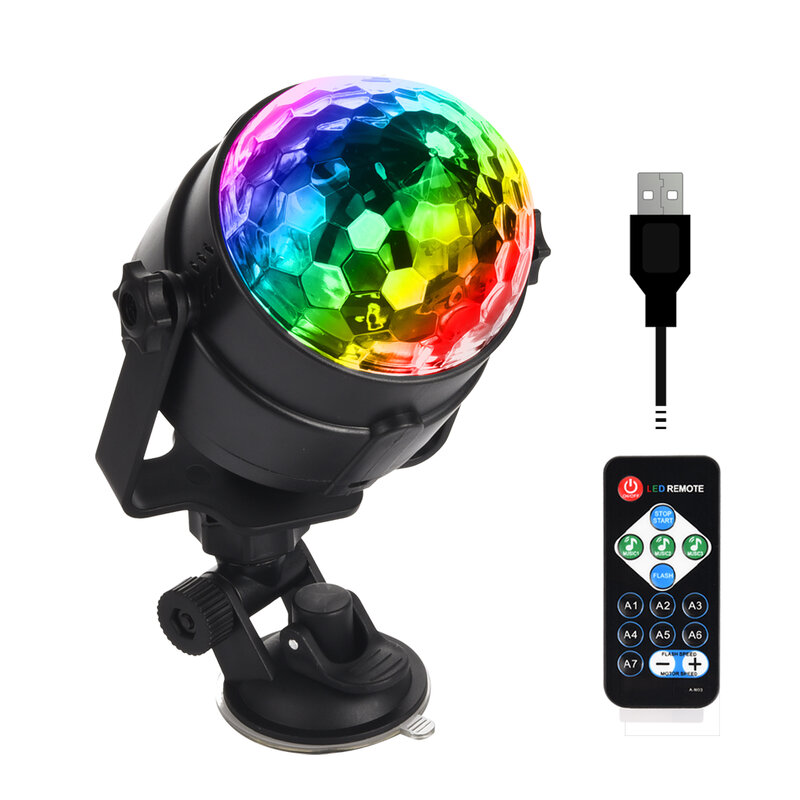 Projecteur de lumière Disco avec Base Ajustable et télécommande, pour voiture, maison, mariage, extérieur, DJ, USB 5V, 5V