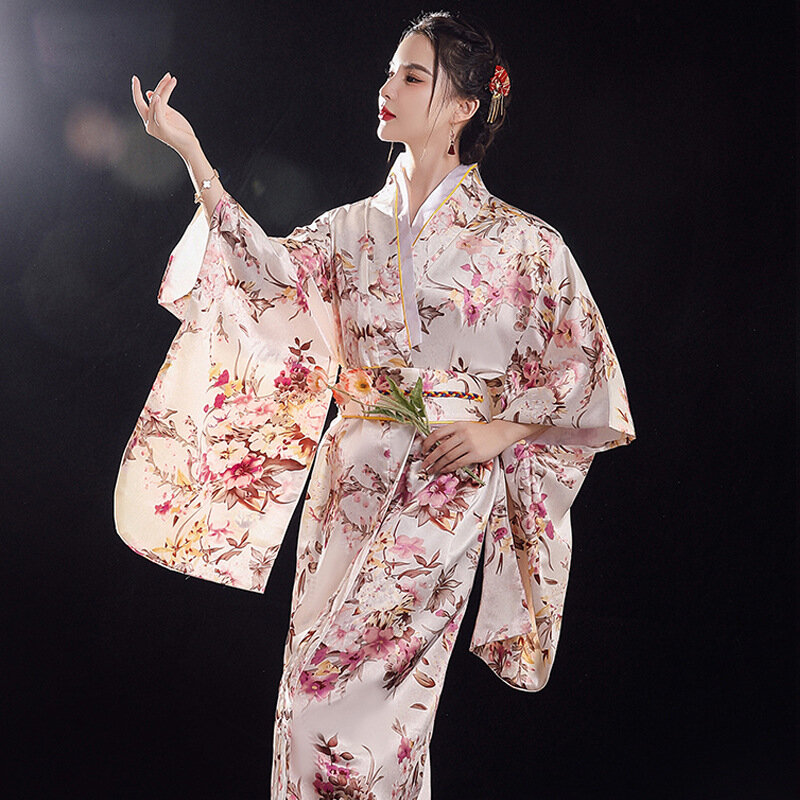 Japanse Traditionele Yukata Kimono Met Obi Vintage Vrouwen Avondjurk Geisha Kimono Vintage Vrouwen Show Kostuum Cosplay