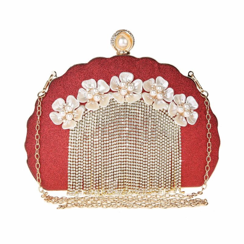 JaneVini Luxury Designer Evening Bag Monedero Shiny Beaded Pearl Flowers Wedding Bride Handbag Messenger Bags Ladies Clutch Bag