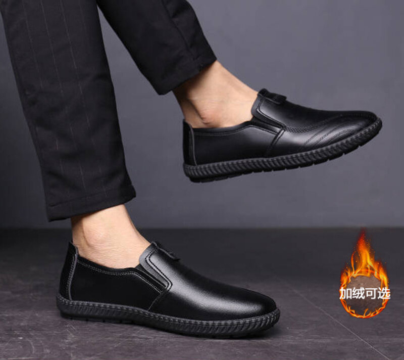 Zapatos planos de cuero genuino para hombre, calzado de lujo, piel sintética, estilo informal, novedad de 2020