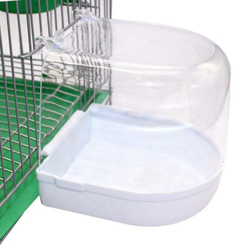 Bañera transparente para pájaros y loros, caja de ducha para decoración de jaula colgante, herramienta de limpieza de animales pequeños para mascotas