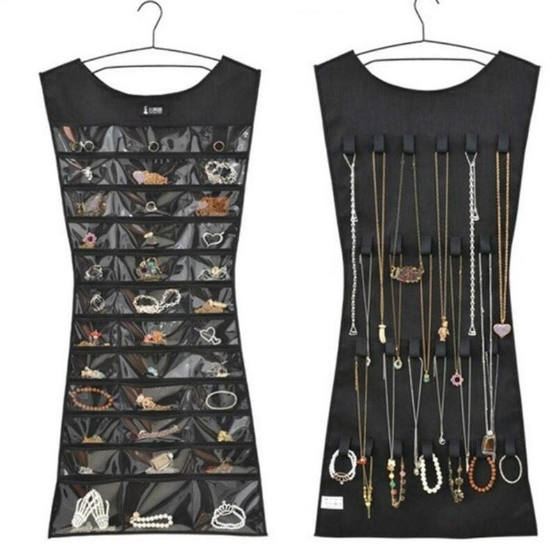 Bolsa de almacenamiento Yfashion de 30 bolsillos con 24 asas colgantes, soporte para joyería, collar, pulsera, pendiente, anillo, organizador de joyería, bolsa de 83*45cm