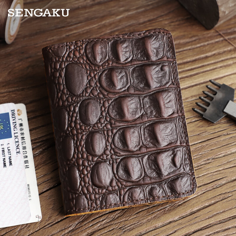 Handmade prawdziwej skóry męski portfel ze skóry krokodyla wzór portfel z 4 miejsce na karty kredytowe portfel