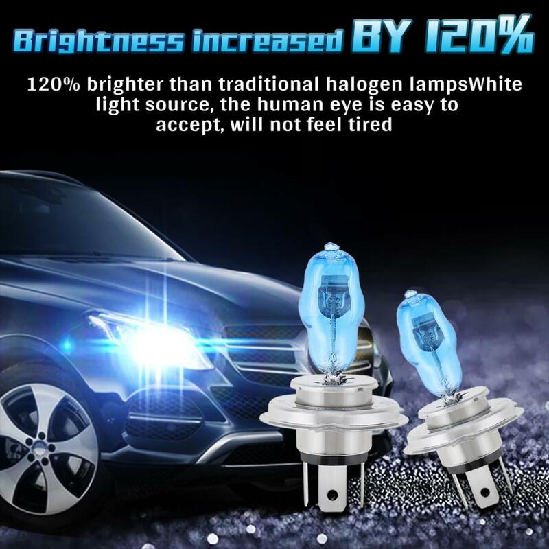 2pcs 12V H4 100W 6000K 3000LM luce bianca Super Bright Car HOD lampada alogena faro anteriore automatico luci esterne per Auto