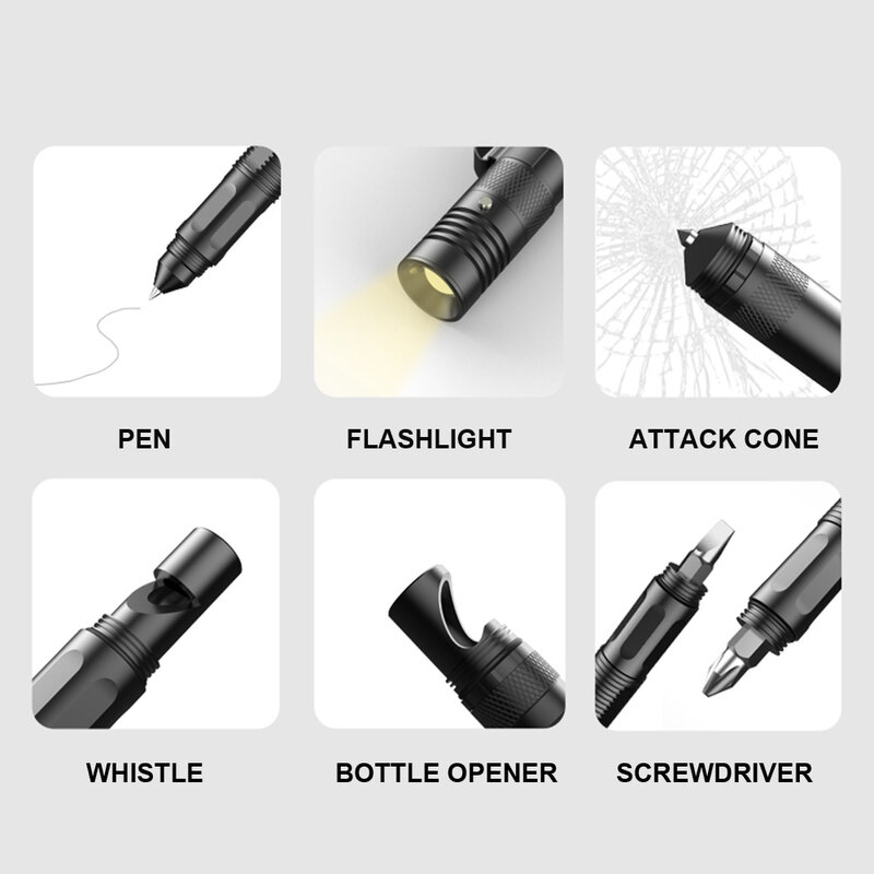 Многофункциональная тактическая ручка, ручка для кемпинга, алюминиевая ручка для кемпинга