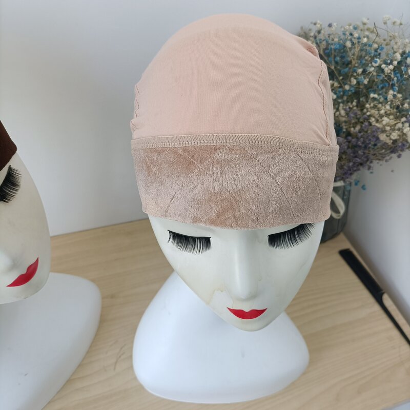 K parrucca Cap con fascia in velluto per le donne sotto la parrucca perdita di capelli dall'aspetto naturale nero marrone Beige moda