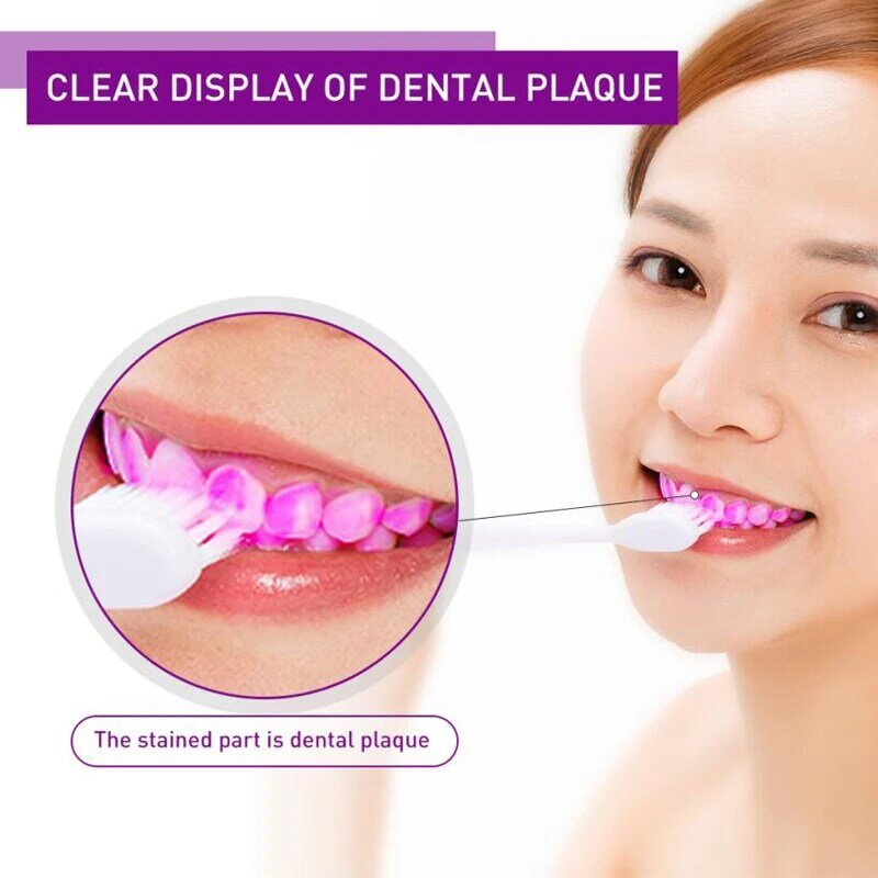 Y-Kelin New Package Dental Disclosing Plaque Tablets Detection Agent Purple for Adult Kids Brushing Teeth 12 Tabs/1 Pack