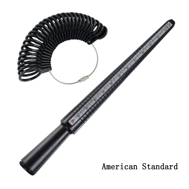 Кольцевая палочка содержит диаметр, американский стандарт, французский стандарт и европейский стандарт, измерительный инструмент для ювелирных изделий и сережек