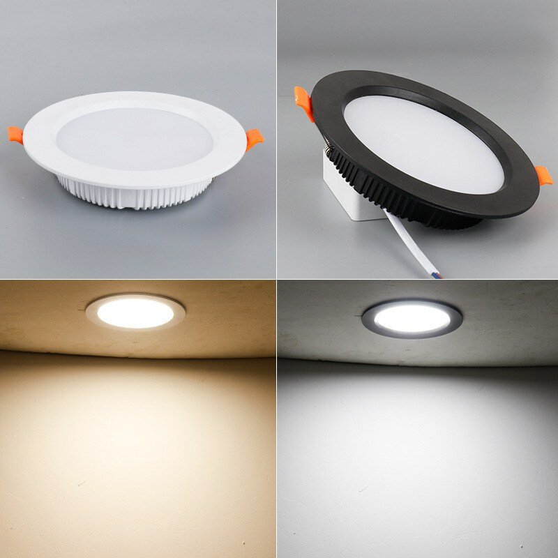 LED Recessed Downlights 3W 5W 7W 9W 12W 15W 18W 21W 24W 30W 36W Round Down Lamps Spotlight Indoor Ceiling Panel Lighting AC220V