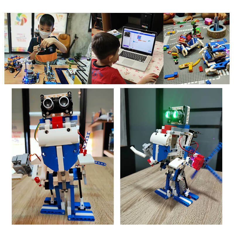 Yahboom Kit Robot dapat diprogram 16 in 1 Kit blok bangunan mendukung Python dan Makecode pemrograman anak-anak Coding untuk Microbit V2 V1