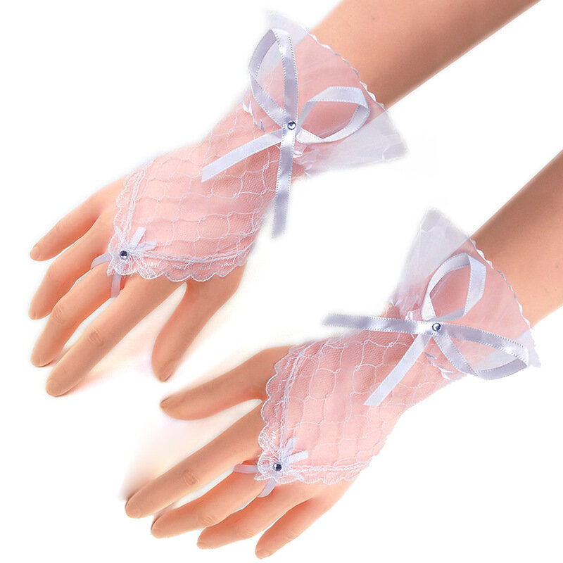 Женские Рукава с бантом, короткие рукава, кружевные манжеты, браслеты, Женские аксессуары из сетчатой ткани, кружевные перчатки