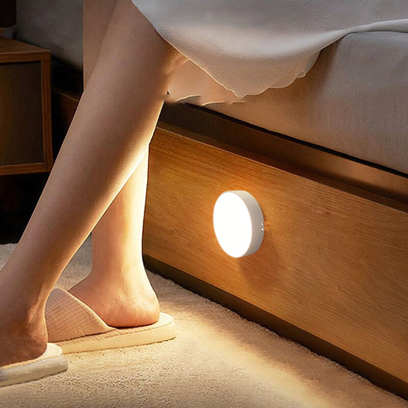 Mini lampe LED ronde à économie d'énergie avec capteur de luminosité, luminaire décoratif d'intérieur, idéal pour une chambre à coucher, une cuisine ou une chambre d'enfant