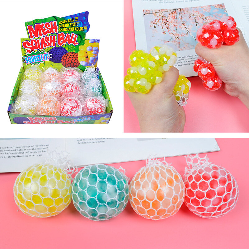 6cm Vent Balls with Bead Grape Ball Relieve Pressure Hand Fidget Toy Stress Squeeze Decompression Adults Children Child Toy Gift
