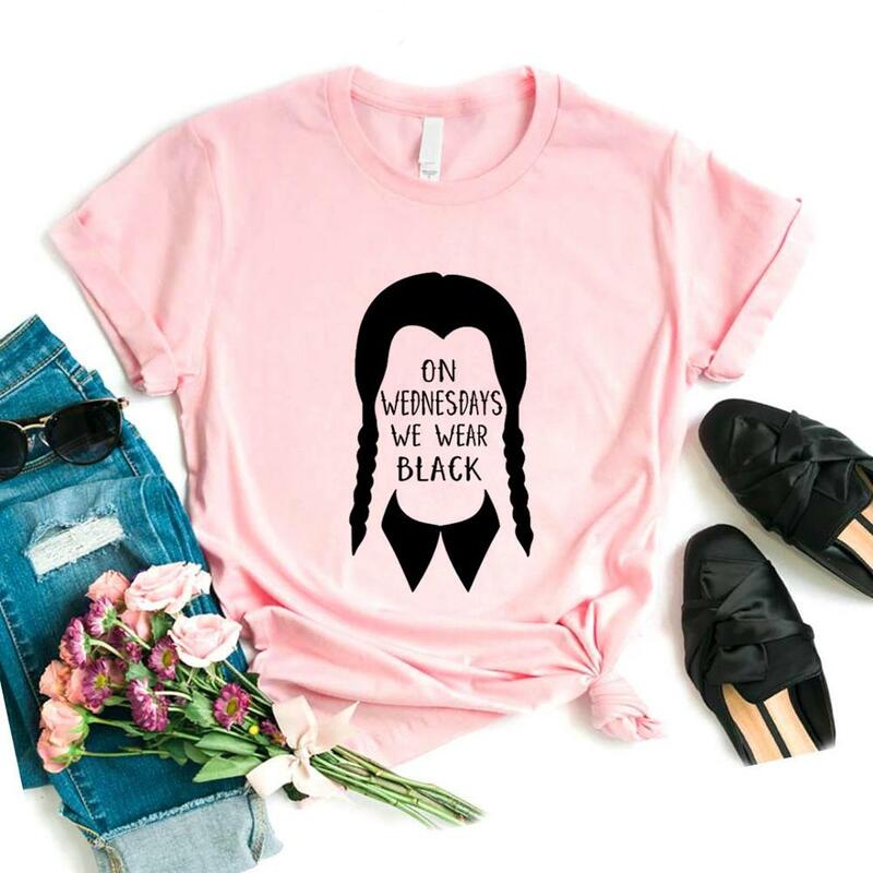 On Wednesdays we Wear Black Print Women Tshirts Casual Funny t Shirt For Lady Yong Girl Top Tee Hipster FS-71