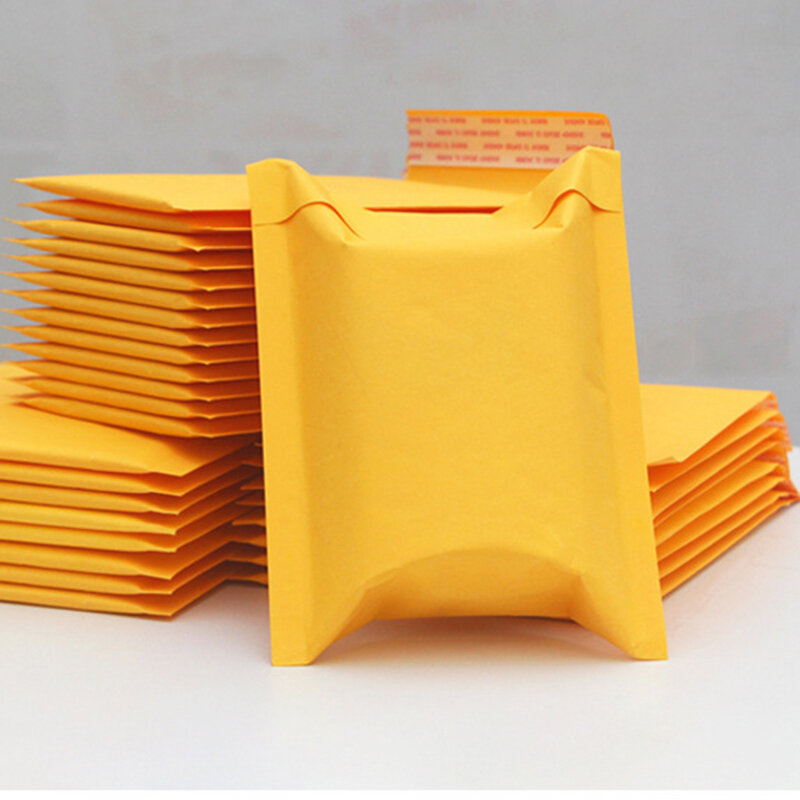 Enveloppes à bulles jaunes en papier kraft, sac de protection collant, 1 pièce