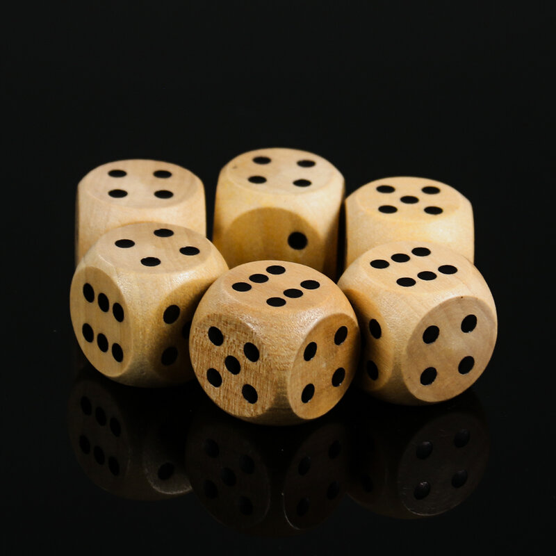5PCS 20mm Wooden Dice Point D6 Cubes Round Corner 6 Sided Bar Pub Club Party Kid Toys Board Games Dice for Adults