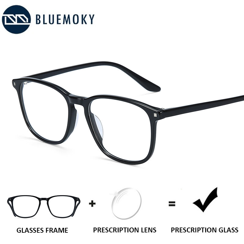 Bluemoky acetato prescrição óculos homem anti-azul-ray miopia hyperopia óculos feminino quadrado óptico óculos fotocromáticos