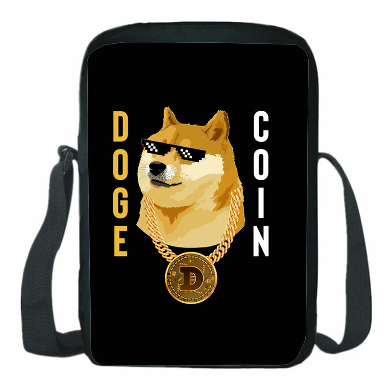 Школьная сумка Dogecoin, миниатюрная сумка для телефона для мальчиков и девочек, Повседневная сумка через плечо, диагональный маленький рюкзак, легкий мессенджер
