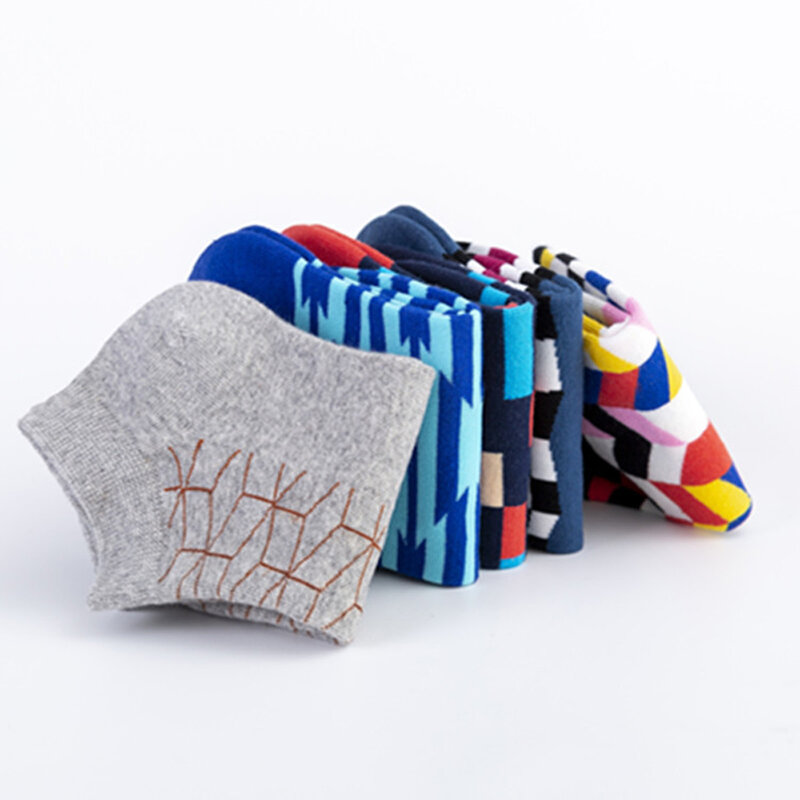 Calcetines tobilleros de algodón para hombre, calcetín colorido, geométrico, informal, 39-46 talla grande, 2020