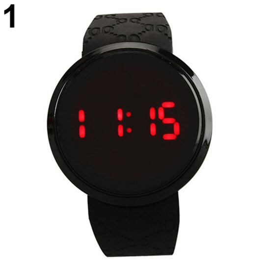 Часы наручные мужские электронные, модные водонепроницаемые светодиодные цифровые спортивные с круглым сенсорным экраном, с силиконовым ремешком, с датой и днем