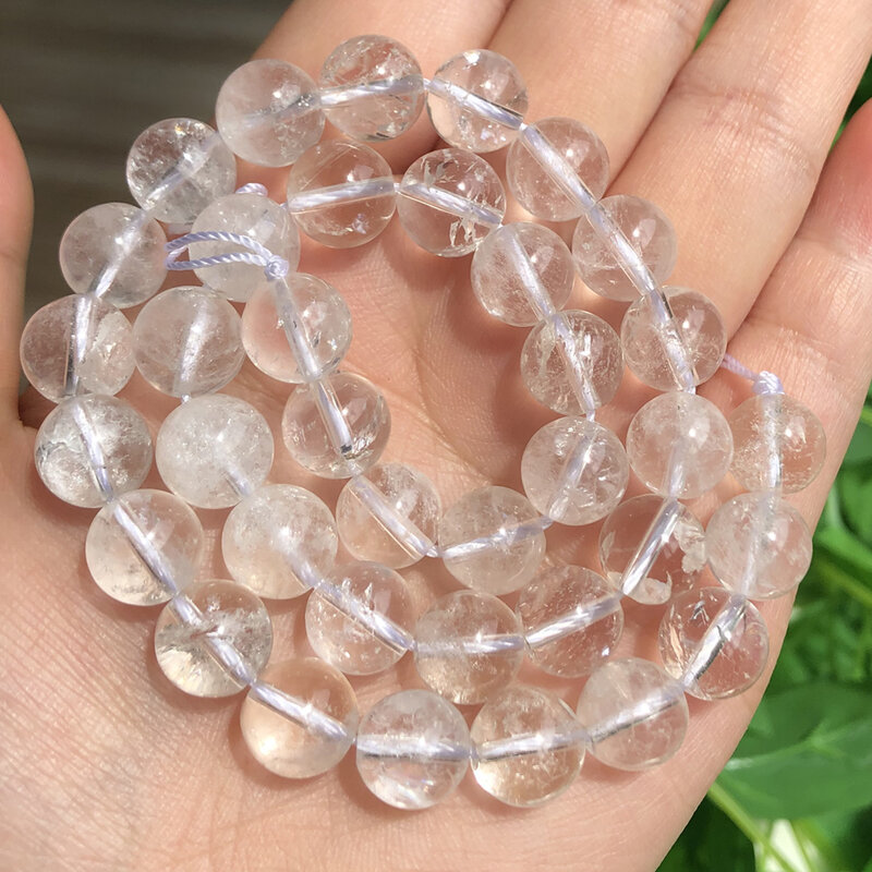 Natural white crystal quartz 2mm 3mm 4mm 6mm 8mm 10mm 12mm smooth round beads stone for jewelry making design DIY bracelet