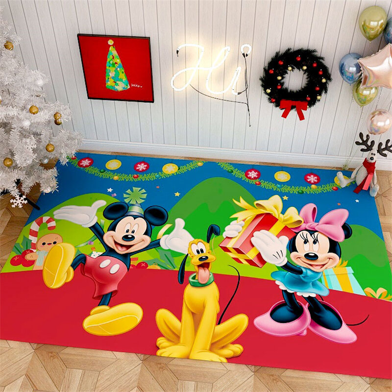 Merry Christmas Rug Carpet  Mickey Playmat  Bedroom Kids Play Mat Santa Tree Gifts Area Rugs Bedside Carpets for Living Room