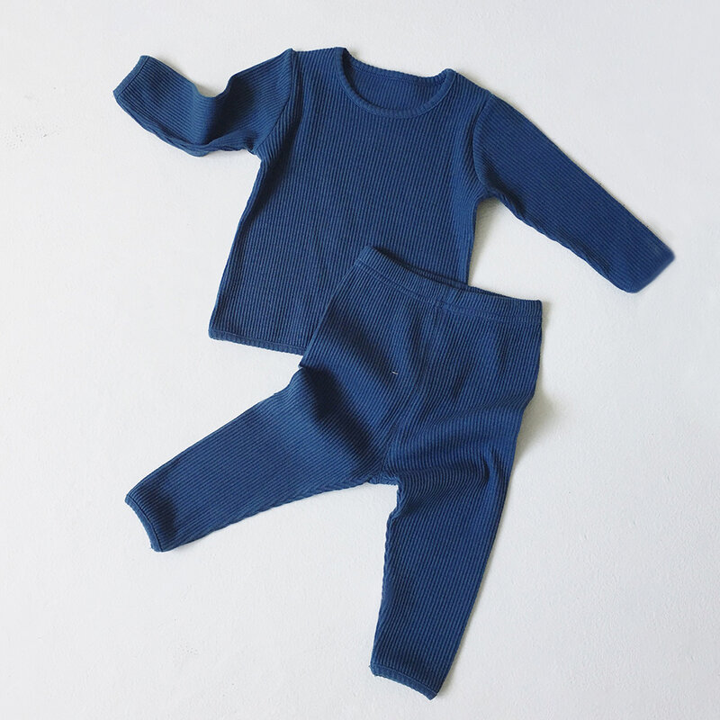 Conjuntos de pijamas para 1-8 anos, roupas de dormir para meninos e meninas, de manga longa, para outono e primavera