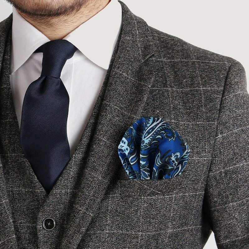 Moda bolso quadrado colorido lenço 30cm floral listrado paisley hanky terno masculino negócios casamento