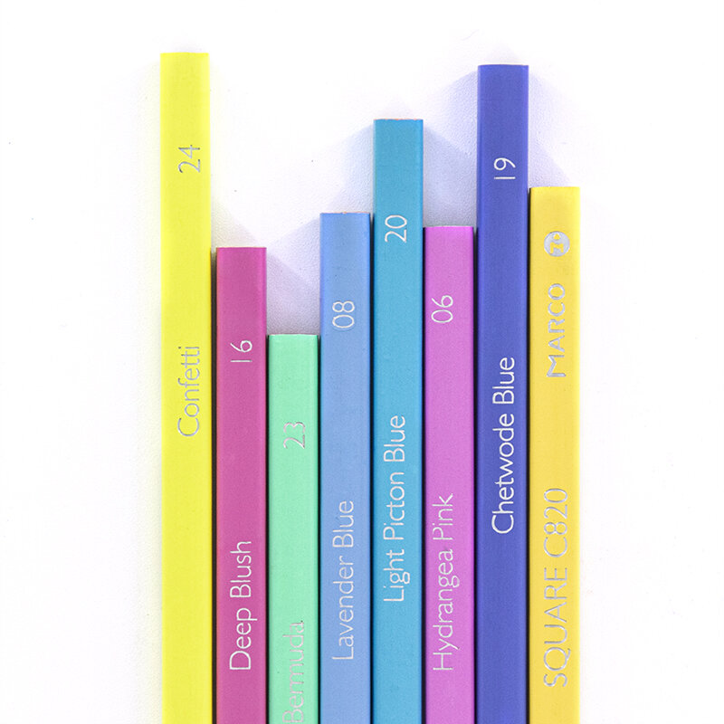 Marco 12/24Colors Pencils 패션 파스텔 컬러 스퀘어 모양 연필 lapis de cor 컬러 연필 학교 학생 키즈 선물