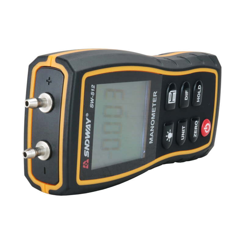 Sndway-medidor de pressão diferencial digital, com lcd, porta dupla, testador de pressão diferencial