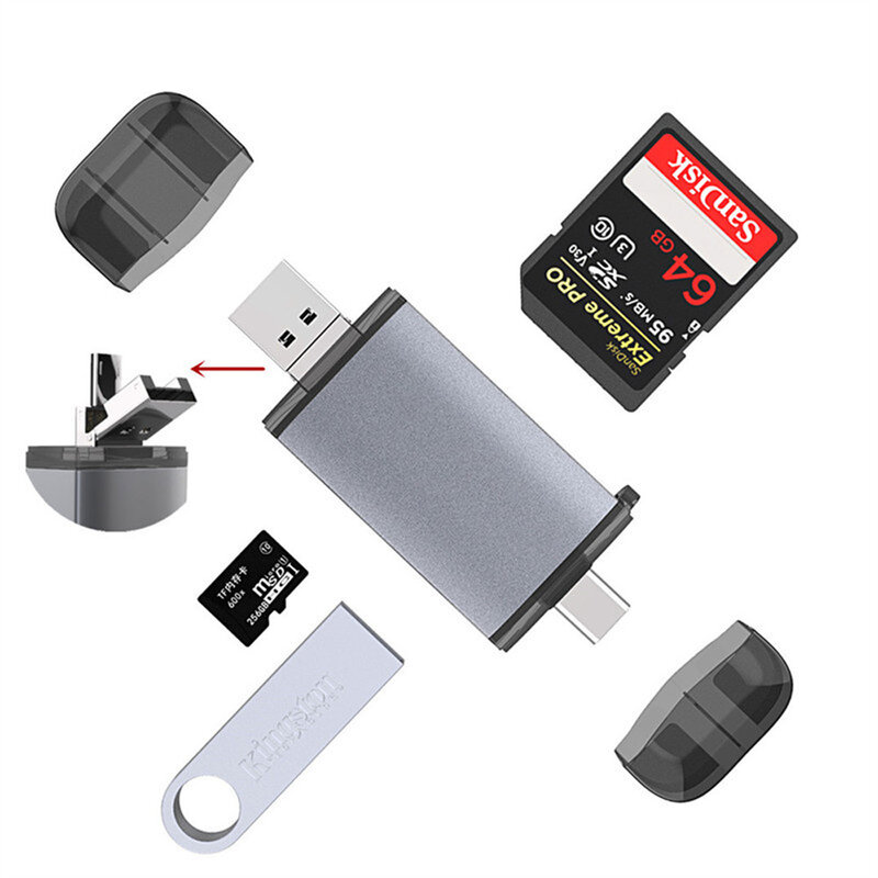Pembaca Kartu SD Mikro USB 3.0 Pembaca Kartu 2.0 untuk USB Adaptor SD Mikro Flash Drive Pembaca Kartu Memori Pintar Pembaca Kartu Tipe C