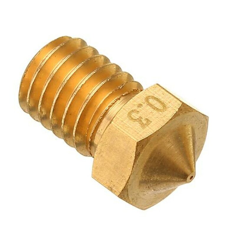 3D printer Store V6 Brass Nozzle For 3mm 0.2/0.25/0.3/0.4/0.5/0.6/0.8/1.0/1.2mm Filament Nozzle Extruder Print Hea