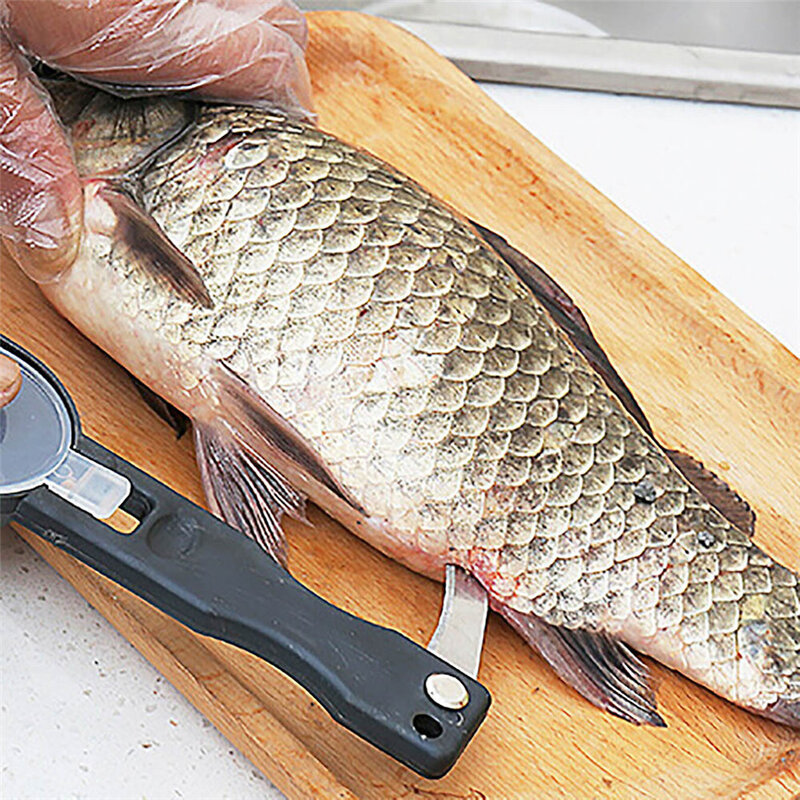 Practical Fish Scale Remover Plastic Descaler Cleaning Scraper Kitchen Fruit Vegetable Peeler Useful Accessories Folding Knife