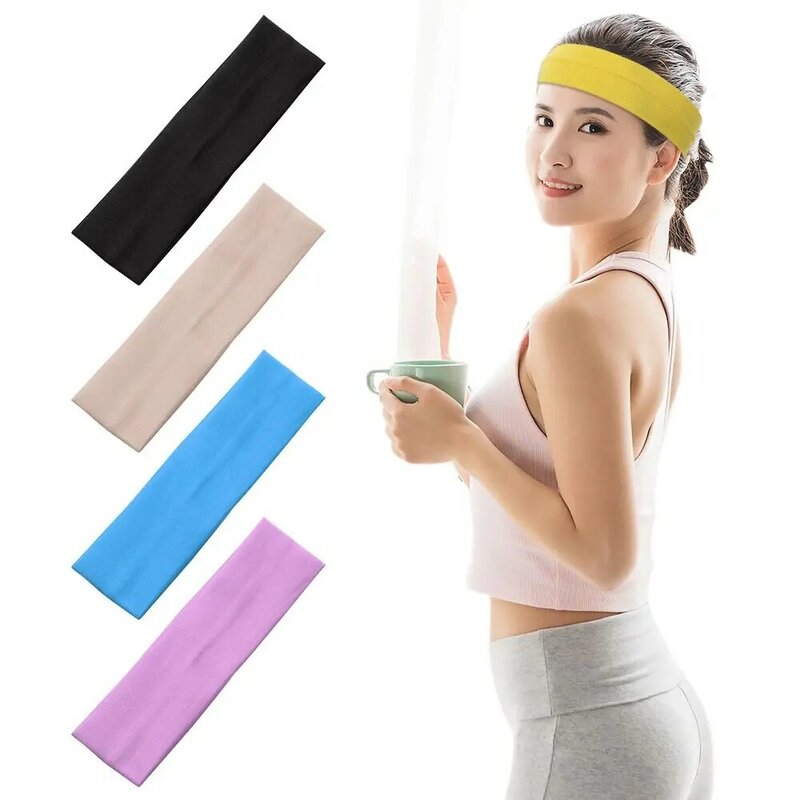 1 шт. лента аксессуары для волос повязка для йоги для женщин эластичные спортивные повязки на голову Yoga Однотонные резинки для волос