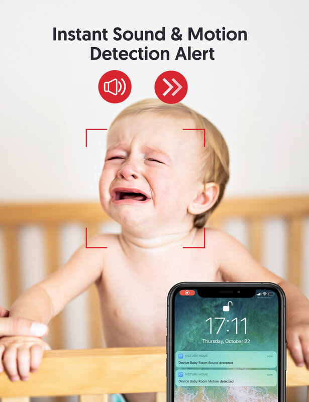 Naar Victure Beveiliging Indoor Outdoor Camera Pc440 Wifi Ip Camera 1080P 2-weg Audio Nachtzicht Geluid En Bewegingsmonitor Voor Baby