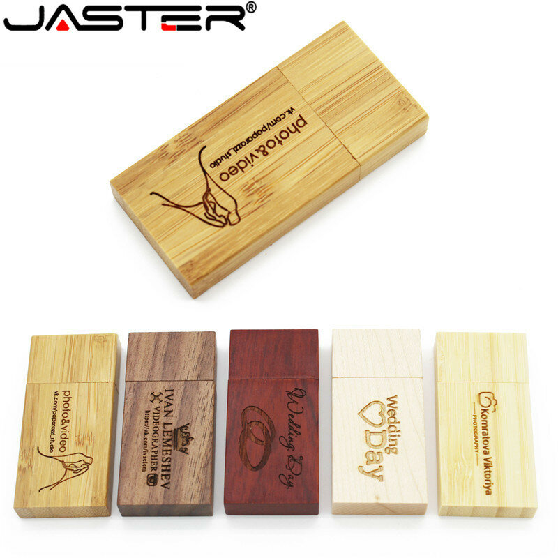 JASTER (Tự Do Tùy Chỉnh Logo) khối Gỗ USB 2.0 Đèn Led Gỗ Gụ Pendrive 4GB / 8GB / 16GB / 32GB /64GB Bút Nhớ