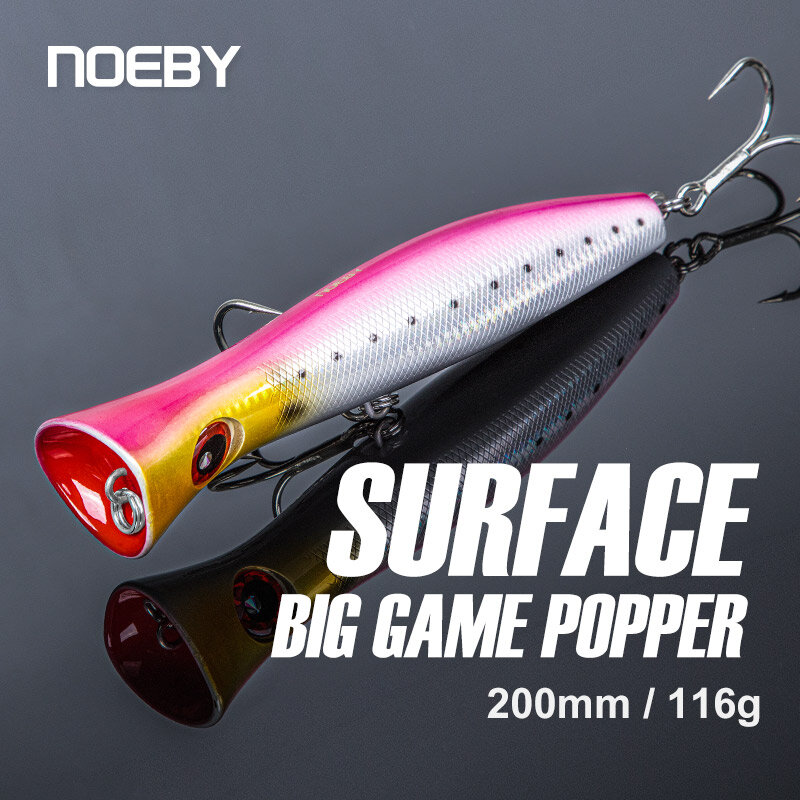 Noeby-빅 게임 포퍼 200mm 116g 낚시 미끼 Topwater Wobblers 인공 하드 베이트, 바다 농어 참치 바닷물 낚시 미끼