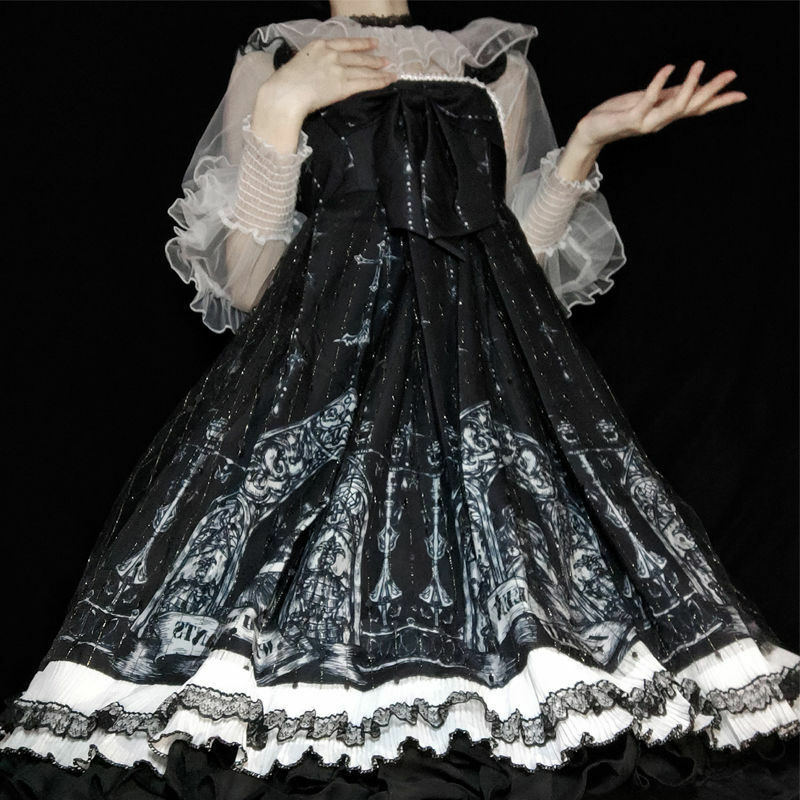 Japońska sukienka Gothic Lolita dziewczęca Vintage ciemne odkupienia bogini Jsk kobiety Harajuku Cosplay