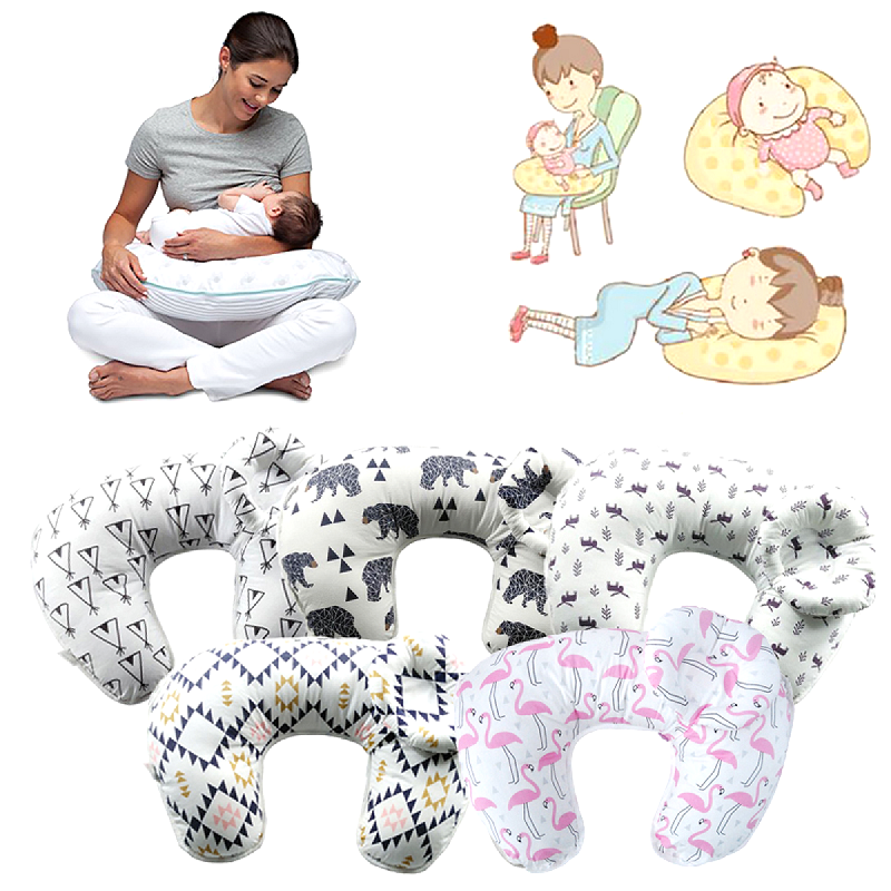 Almohadas de lactancia para bebé, cojín de cintura de algodón en forma de U, 2 unidades por juego