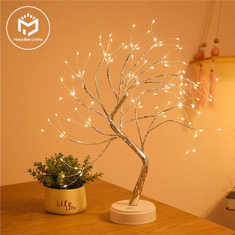 LED Night Light Mini Christmas Tree ทองแดงลวด Garland โคมไฟสำหรับเด็กห้องนอนตกแต่งตกแต่ง Fairy Light แสงวันหยุด