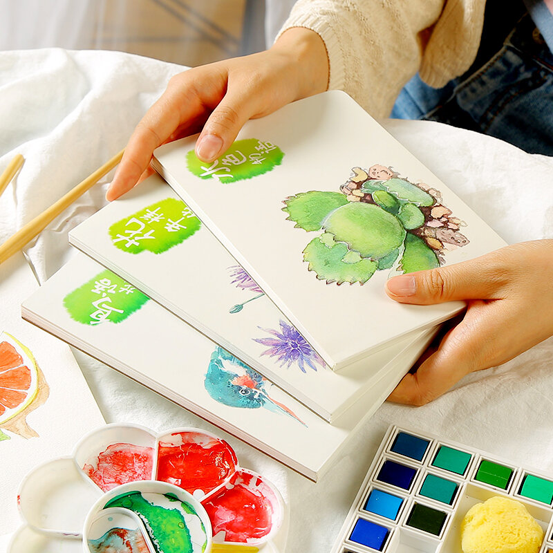 水彩絵の具着色ドラフト空白の水彩ブック手描きの絵本水溶性カラーブック画材