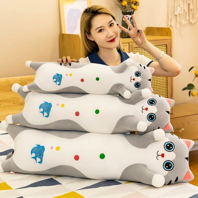 New  Animal Dog Long Pillow Stuffed Cat Plush Toys Soft Sleeping Cushion Doll Children Kids Baby Girls Cartoon Gifts