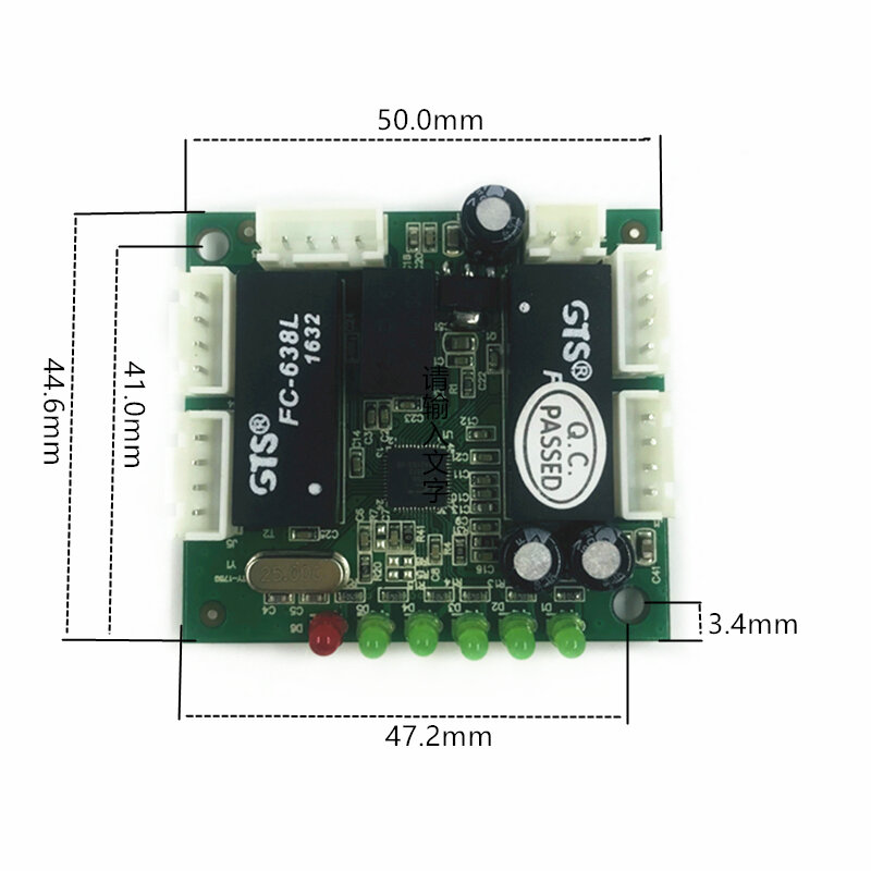 Placa de circuito de interruptor de puerto ethernet para Módulo de 10/100mbps, placa PCBA de 5 puertos, placa madre OEM, interruptor ethernet de 12V