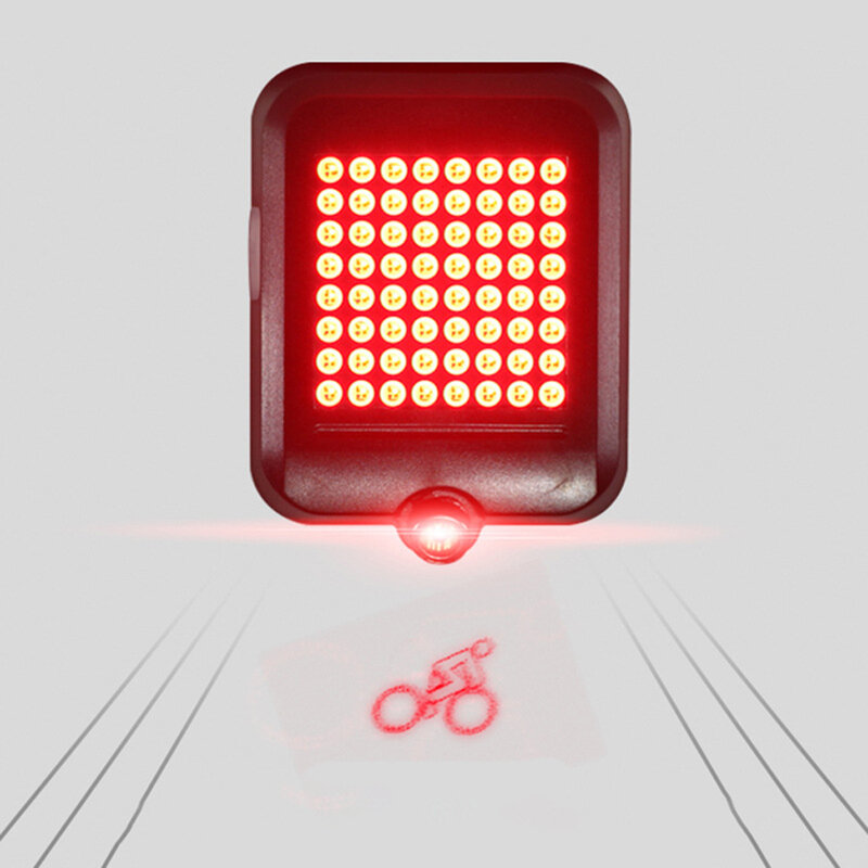 Luz trasera para bicicleta con intermitentes, luces traseras con detección de freno, impermeable, recargable, 80 lúmenes, 64 LED