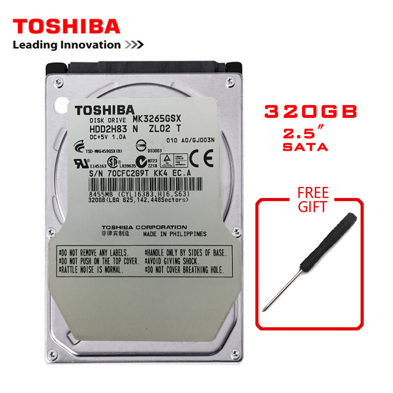 TOSHIBA 320GB 2.5 "SATA2 Notebook wewnętrzny 120G 160G 250G 500G 1T 2T dysk twardy 5400-7200RPM disco duro interno