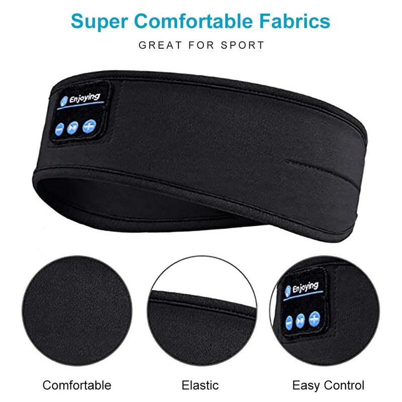 Esportes Bluetooth Headphones, Fino elástico macio Headband, Confortável sem fio Music Eye Mask para dormir lado, Fitness
