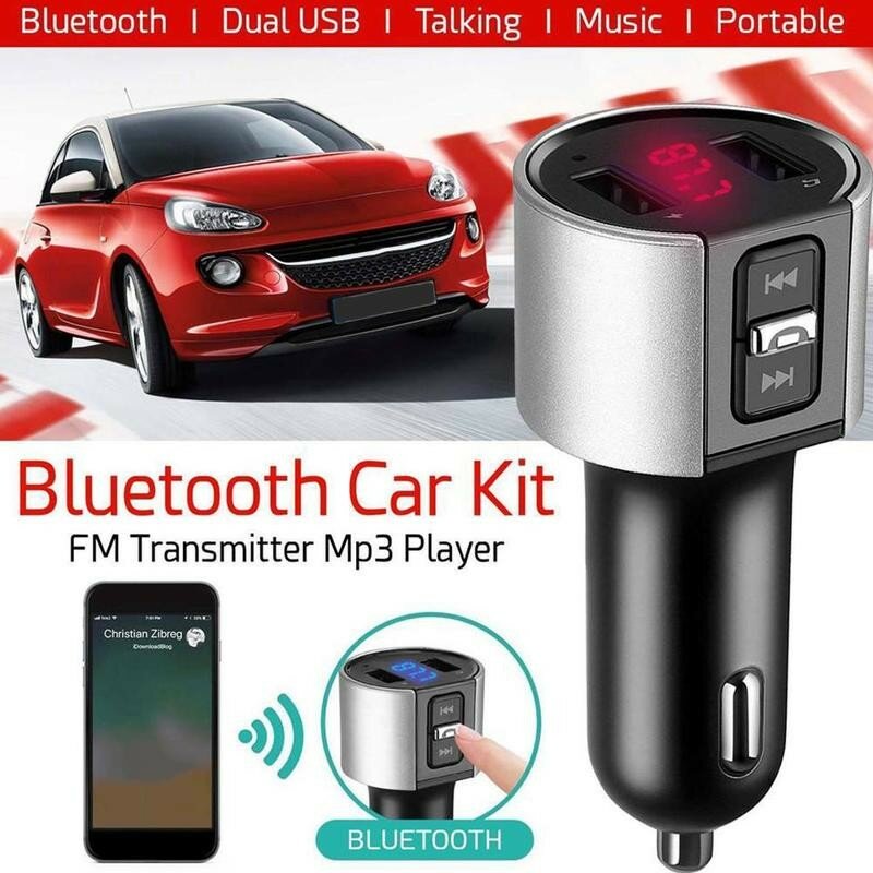 بلوتوث FM الارسال الصوت Aux المغير المزدوج USB سريع شاحن سيارة بلوتوث يدوي الدعوة سيارة عدة راديو السيارة مشغل MP3