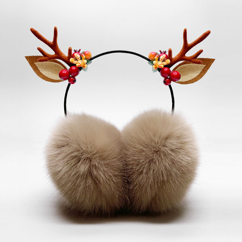 Earwarmers Deer Elk Ear Warmers Headband Inverno Earmuff Acessórios Vestuário Natal Fur Lady Quente Esqui Fur Headphones Casque