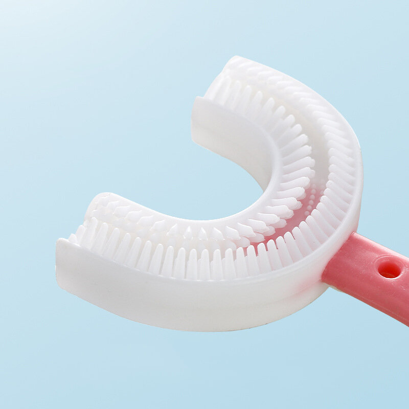 Brosse à dents en forme de U pour enfants, 360 degrés, en Silicone souple, soins buccaux, nettoyage